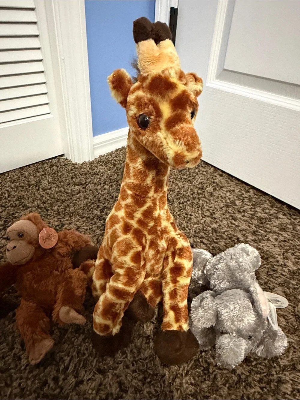 Plush Giraffe, Gorilla, Orangutan, Elephant Set
